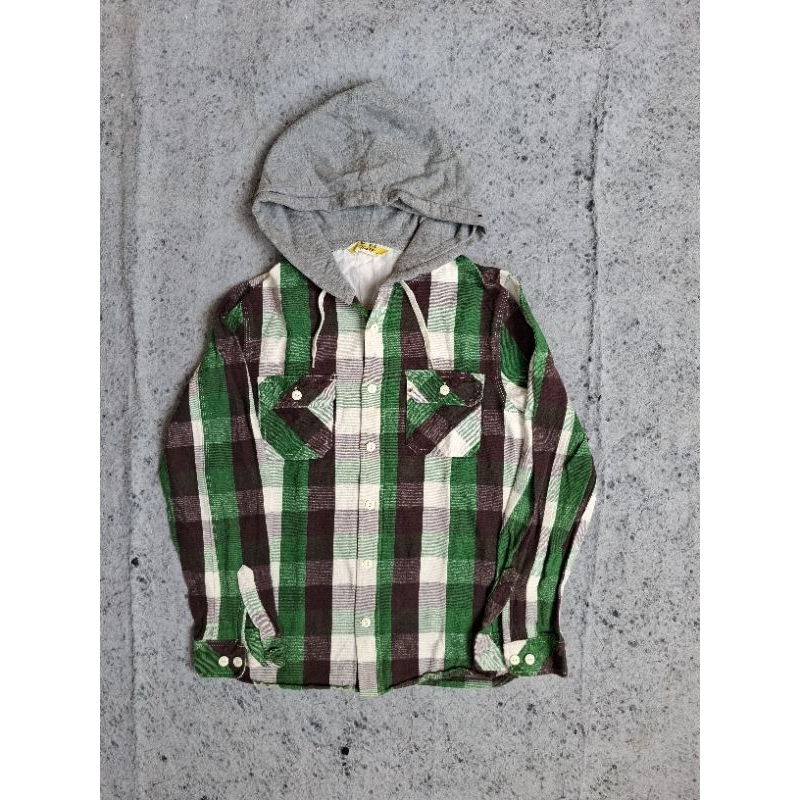 KEMEJA HOODIE BROWNY VINTAGE size M (ld 86)