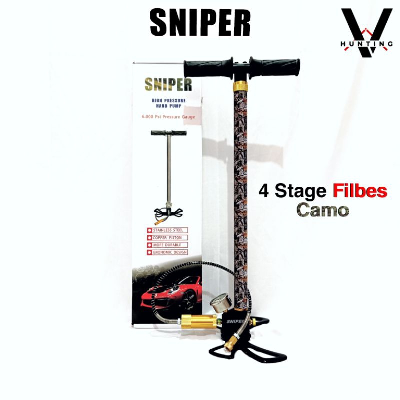 Pompa PCP 4 Stage Kaki Lipat, Pompa 4 Stage Motif Camo, Pompa PCP 4 Stage 6000 Psi, Pompa PCP