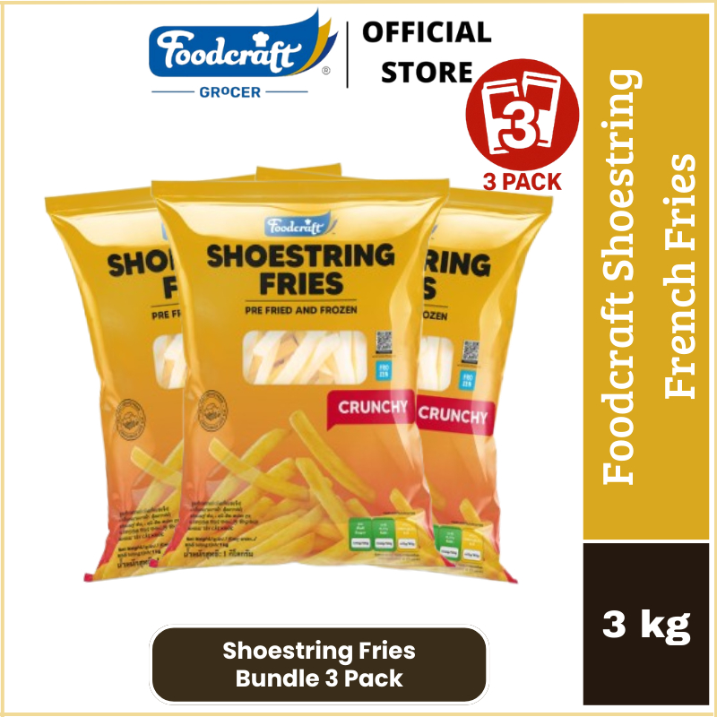 

【Bundle 3 Pack】 Foodcraft Shoestring Cut Frozen Kentang Goreng Beku Crunchy 3 Kg