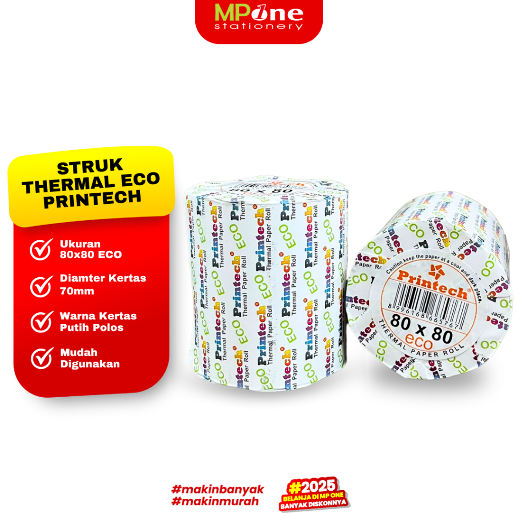

(1 ROLL) Printech Kertas Struk Thermal 80x80 Eco (Ekonomis) / Kertas Struk Kasir Thermal Printech ECO