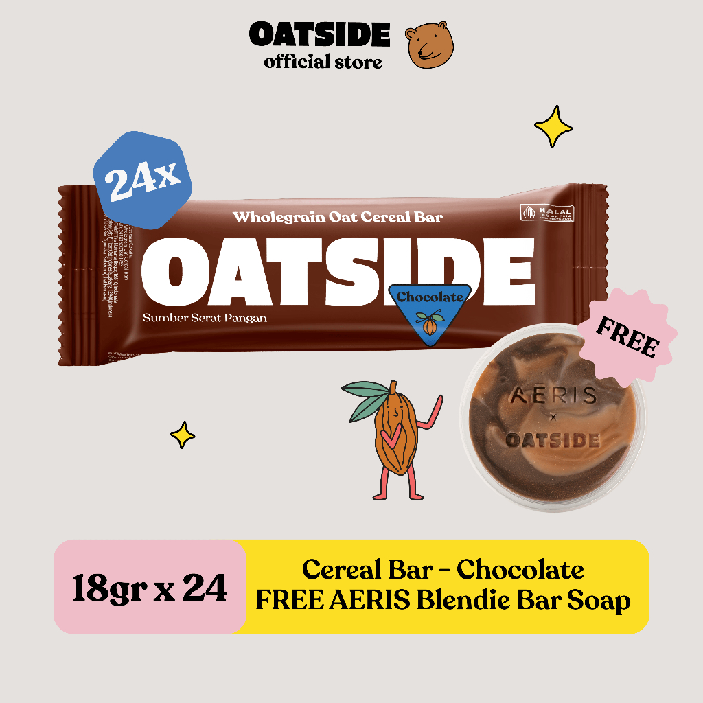 

NO_MORE OATSIDE Oat Cereal BarChocolate 18gr (24pcs) FREE AERIS Blendie Bar