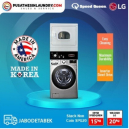 Stacked Coin SPG20 (Washer LG 20 Kg & Dryer SpeedQueen 15 Kg)