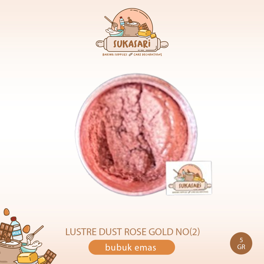 

Lustre Dust Rose Gold no(2) 5 gram tube bubuk emas pewarna makanan
