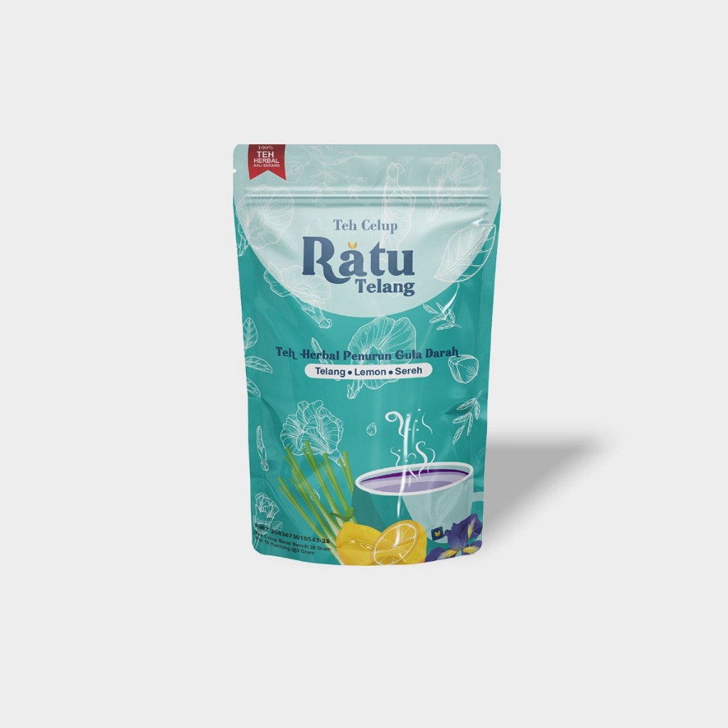 

TEH UNTUK DIABETES | Ratu Telang Teh Celup Herbal | Bunga Telang + Sereh + Lemon Kering | Detox & Relaksasi | 10 Sachet