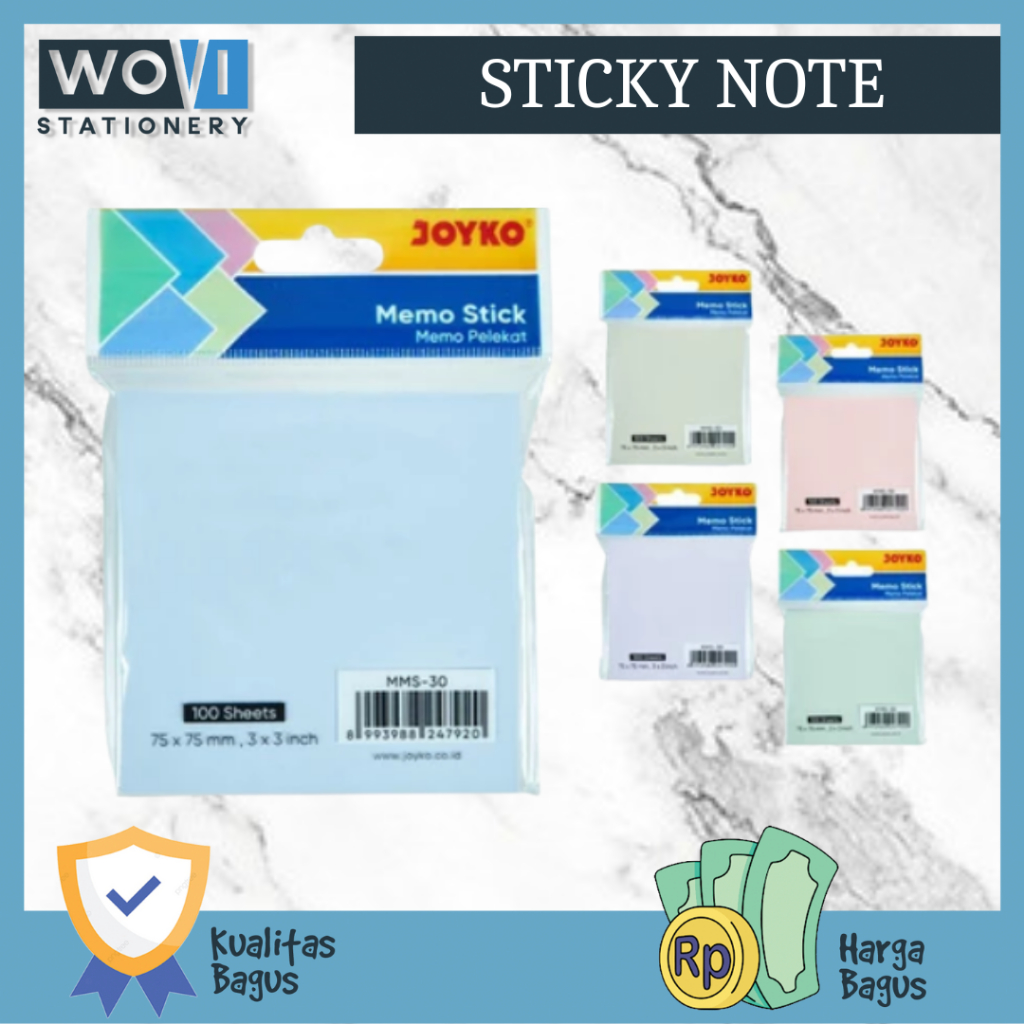 

[WOVI STATIONERY] Sticky Note Warna Pastel 75 x 75mm MMS-30 Morandi Joyko / Kertas Memo Tempel [PCS]