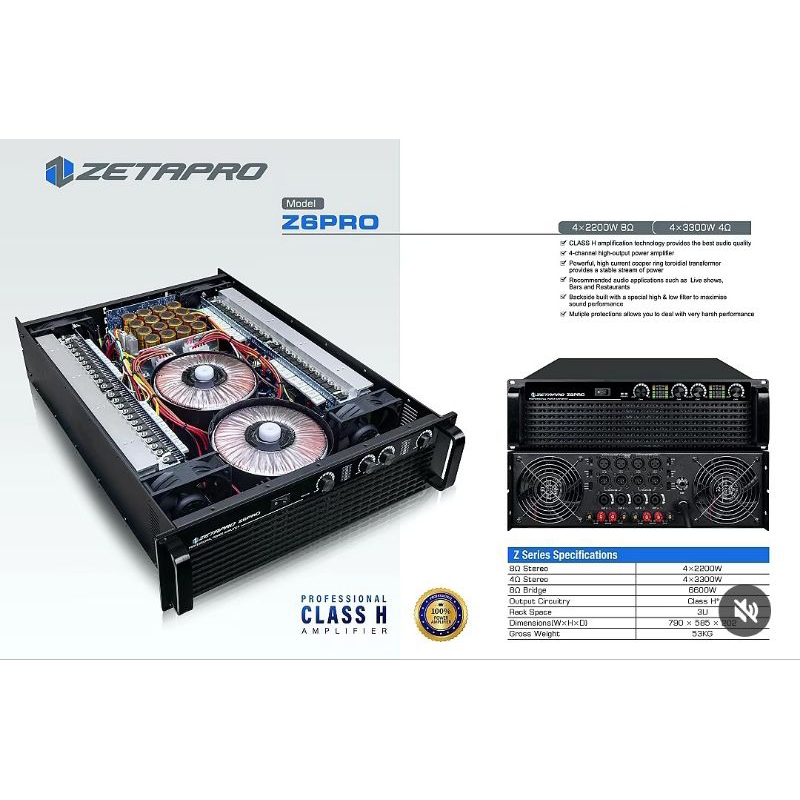 Zetapro z6 power 4 chanel original garansi