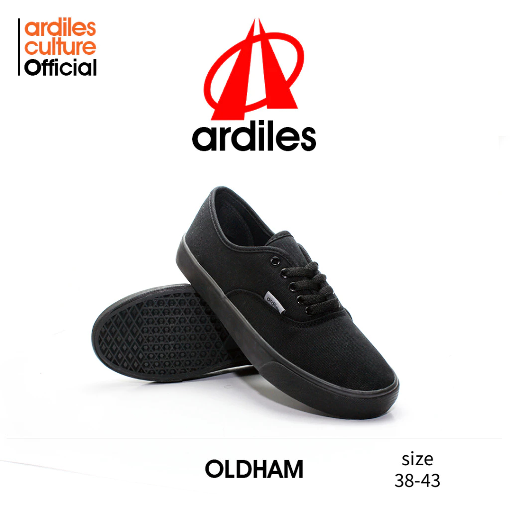 Promo Sepatu Pria Hitam Polos Sekolah Kerja Sepatu Pria Casual Ardiles Sepatu Sneakers Pria Oldham