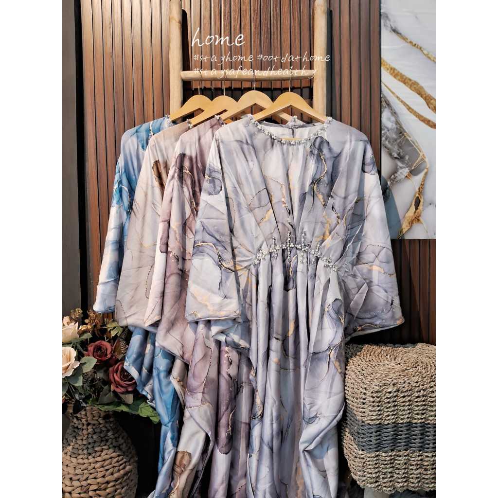 KAFTAN SATIN SILK MOTIF PAYET MUTIARA || G HOOD 497 MAR