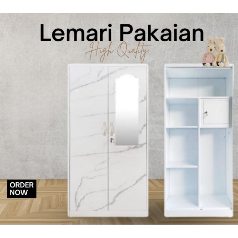LEMARI PAKAIAN IMPORT PLAT BESI 2 PINTU BUKA