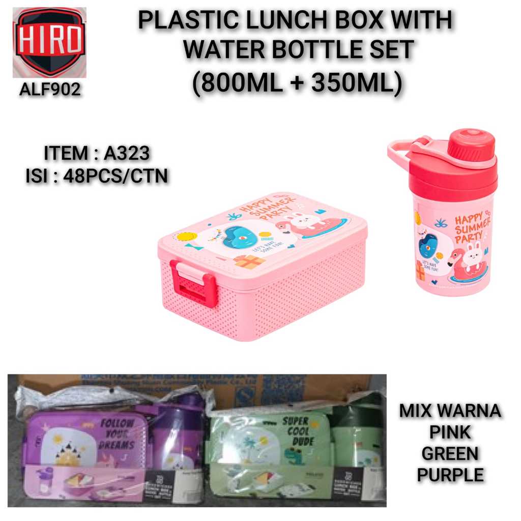 

tempat bekal set lunch box set plud botol minum seri A ( 323 / 324 / 207 / 315 / 314) lunch 700 sd 1000 ml botol minum 350 sd 500 ml) satuan