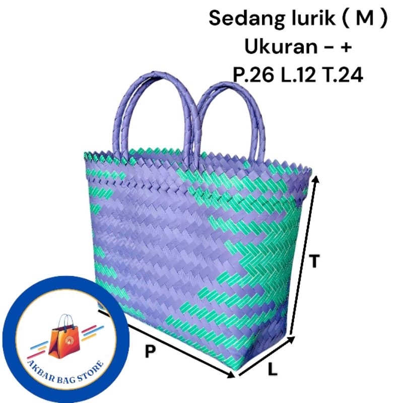 Tas Anyaman Plastik Sedang Lurik ( M )/Tas Paket Sembako