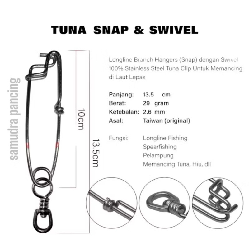 Snap Pancing Tuna Long Line 10cm dengan Swivel 5cm