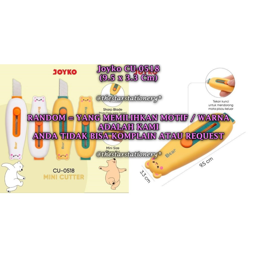 

(1 Biji) GROSIR Mini Cutter JOYKO CU-0518 Bear / Mini Cutter Pemotong Joyko CU-0518 (1 Biji)