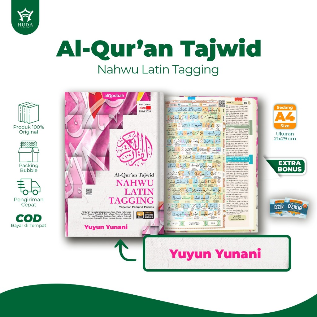Alquran Custom Nama Tajwid Nahwu Latin Tagging Ukuran A5 dan A4 Perhuruf perkata Edisi 2024 | Alqura