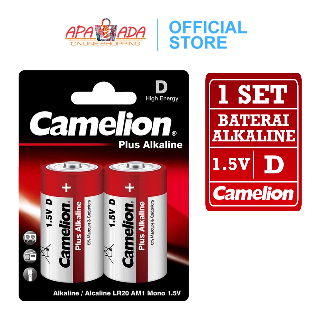 Apazada - Baterai Tipe D Camelion Alkaline Isi 2 / Batu Batrai LR20 / Batre Besar