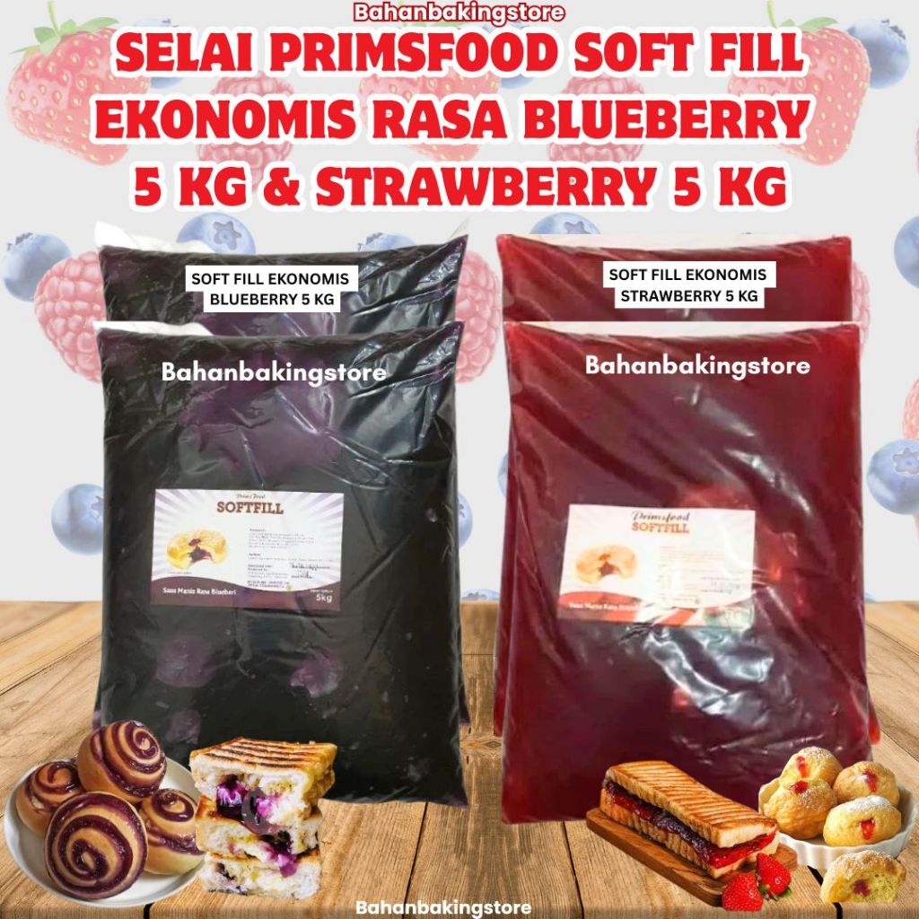 

SELAI PRIMSFOOD SOFT FILL KEMASAN EKONOMIS RASA BLUEBERRY 5 KG & STRAWBERRY 5 KG