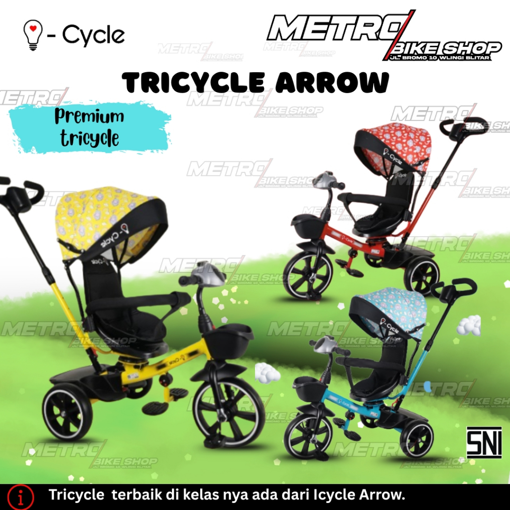 Tricycle Sepeda roda tiga anak icycle Arrow I-cycle sepeda dorong Stroller