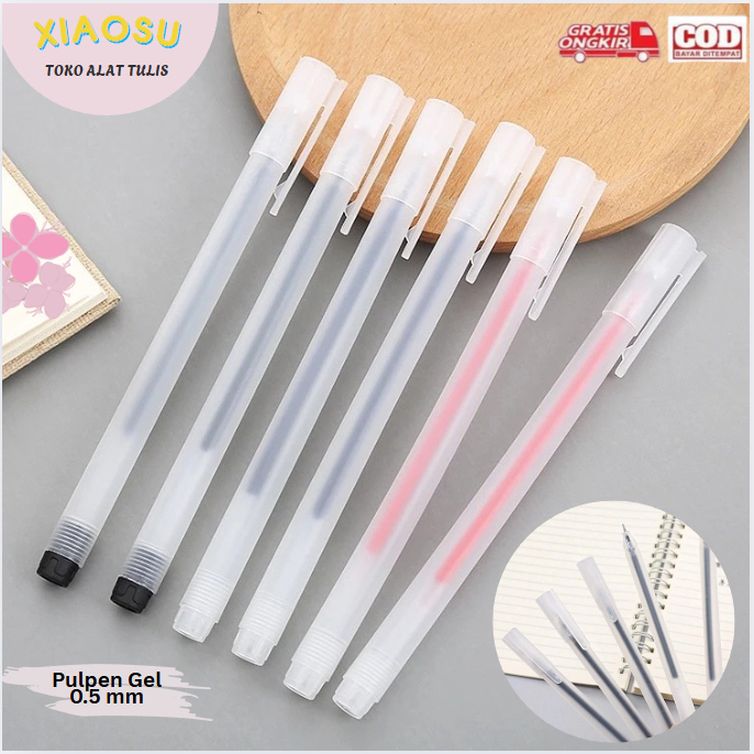 

XIAOSU 12-50 PCS Pulpen Gel 0.5mm Bolpoin Pena Transparan, Pulpen Gel Alat Tulis Kantor, Alat Tulis Perlengkapan Sekolah