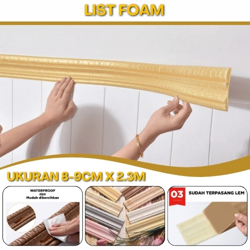 Wallborder List Foam Sudut Sabuk Tembok Lis Profil Border Putih Aesthetic Berperekat Best Quality