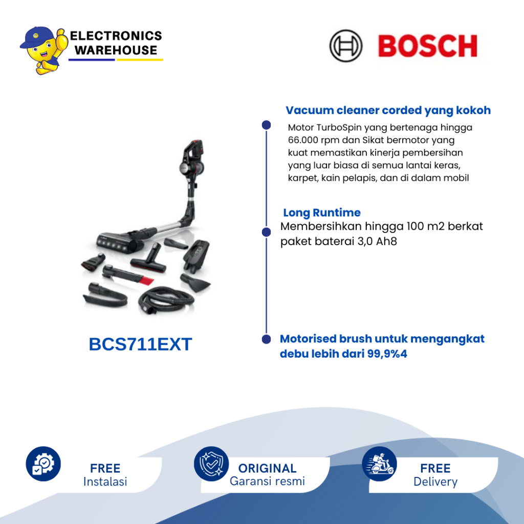 Bosch Cordless Vacuum Cleaner Unlimited 7 BCS711EXT