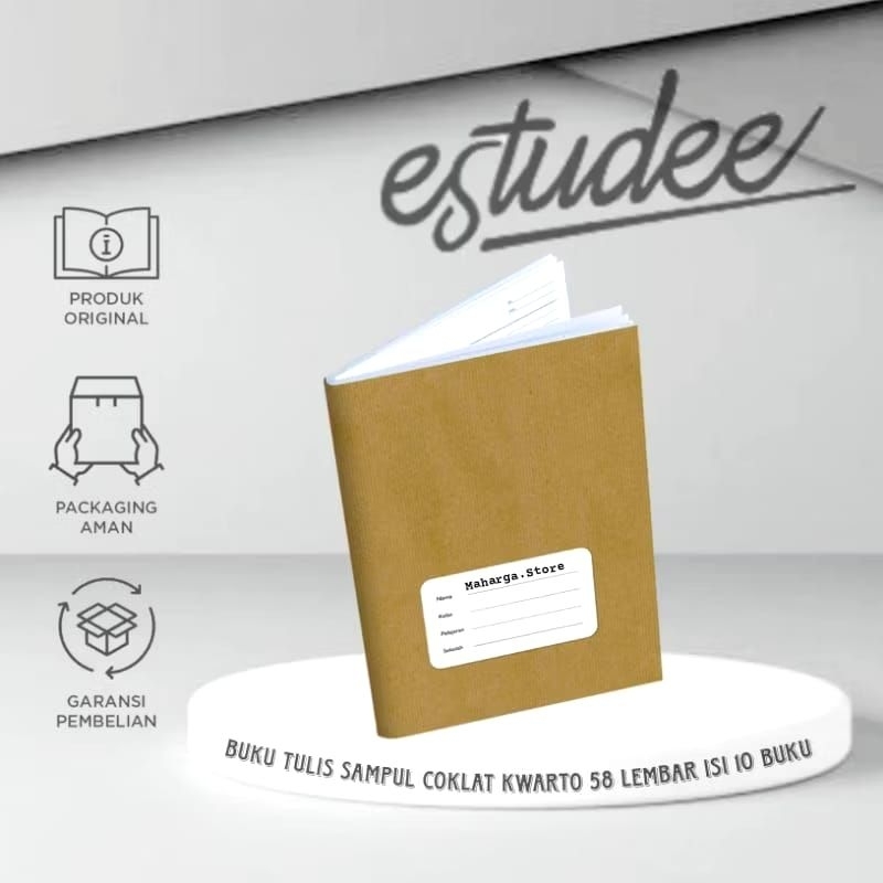 

Buku Tulis Estudee A5 Kwarto 58 Hal Sampul Coklat Isi 10 Buku