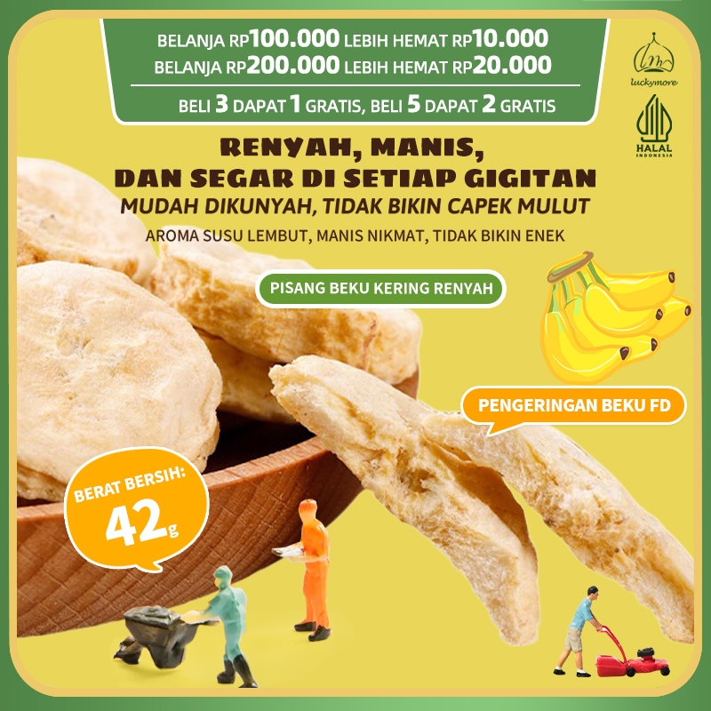 

【Luckymore】HALAL Pisang Beku Kering Renyah 42gr, Keripik Pisang, Keripik Buah, Cemilan Sehat, Pisang Krispy