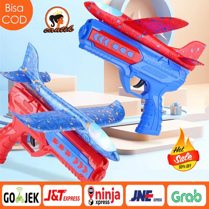 HC Mainan Anak Pistol Pesawat Terbang Berlampu / Mainan Pistol Penembakan Pesawat Busa / Pistol Pesa