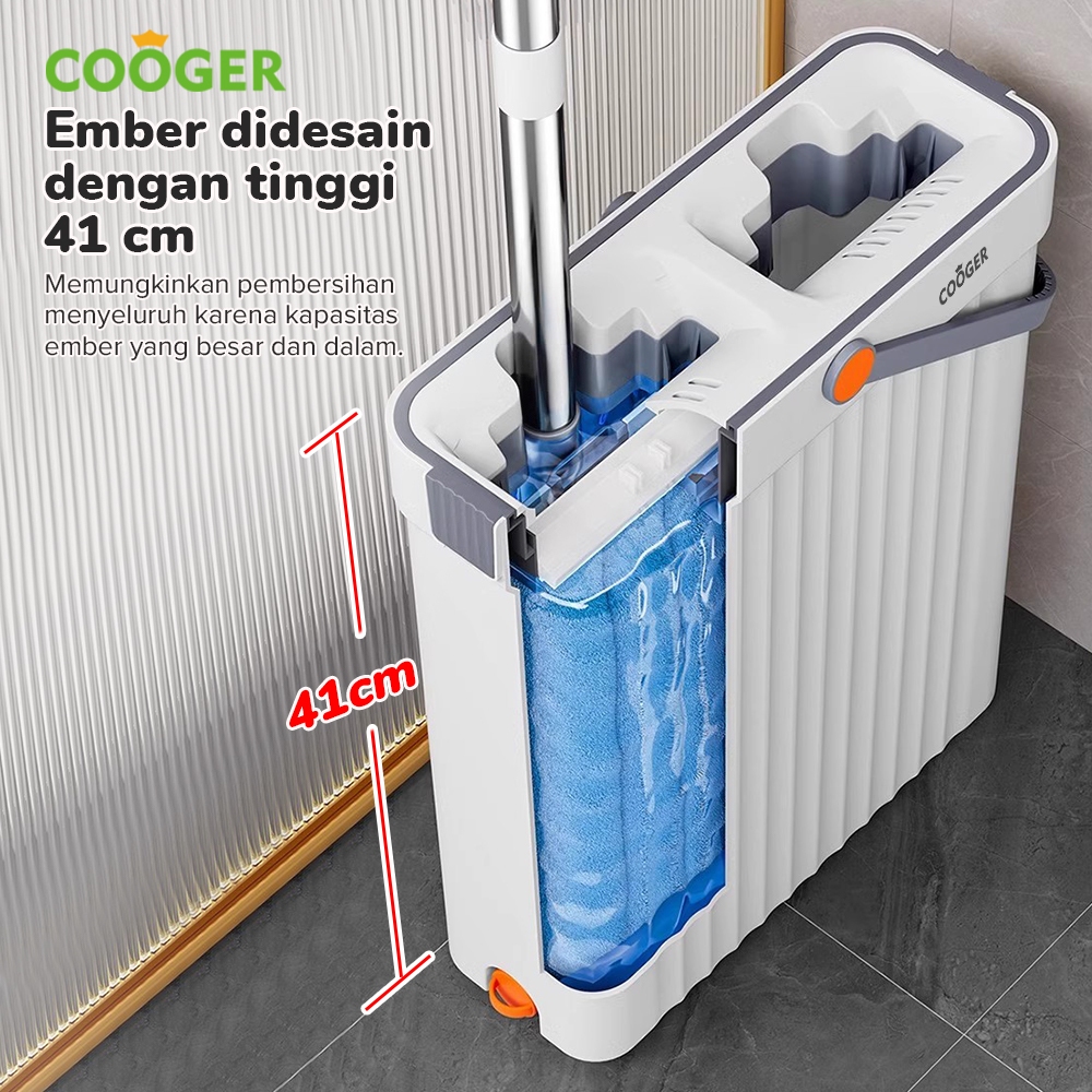 Cooger Surabaya 2In1 Alat Pel Lantai Tarik Peras Otomatis Dengan Ember Pengering Pel Kain Tebal