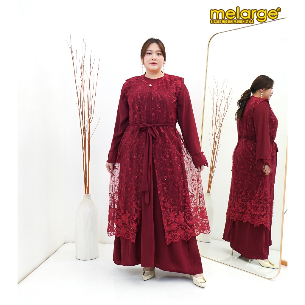 MELARGE - Gamis Tile Clara Gamis Tile Jumbo Gamis Tile Bigsize Gamis Kondangan Dress Brokat 3XL LD 1