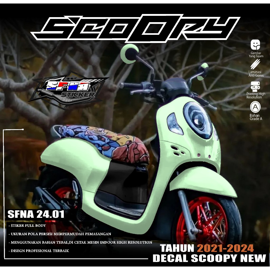 Decal Scoopy Full Body - Sticker Scoopy 2021 2022 2023 Full Body Decal Scoopy 2023 Full Body Stiker 