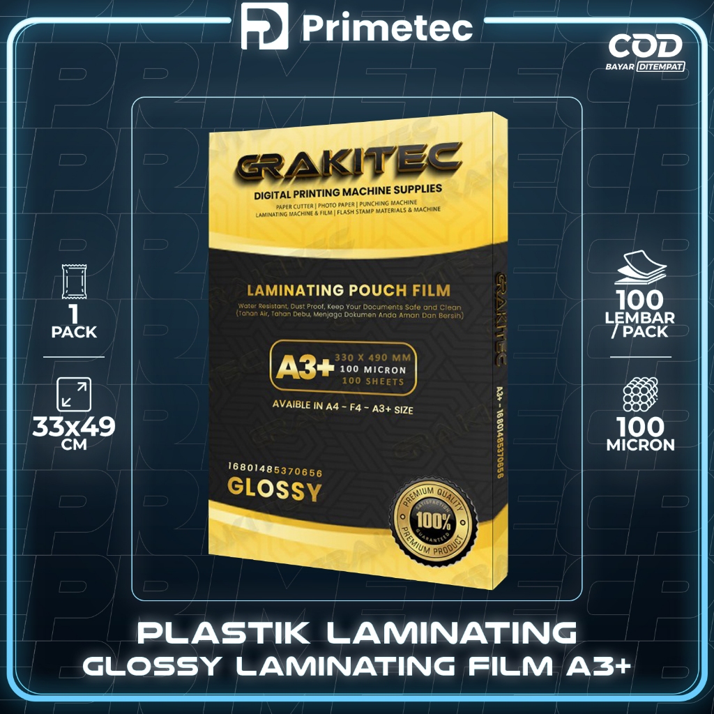 

HJK Plastik Laminating FIlm A4 F4 A3+ Glossy 100 MICRON 100 PCS