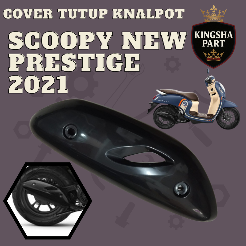 Cover knalpot honda scoopy prestige tahun 2020 cover tameng knalpot scoopy 2021 hitam