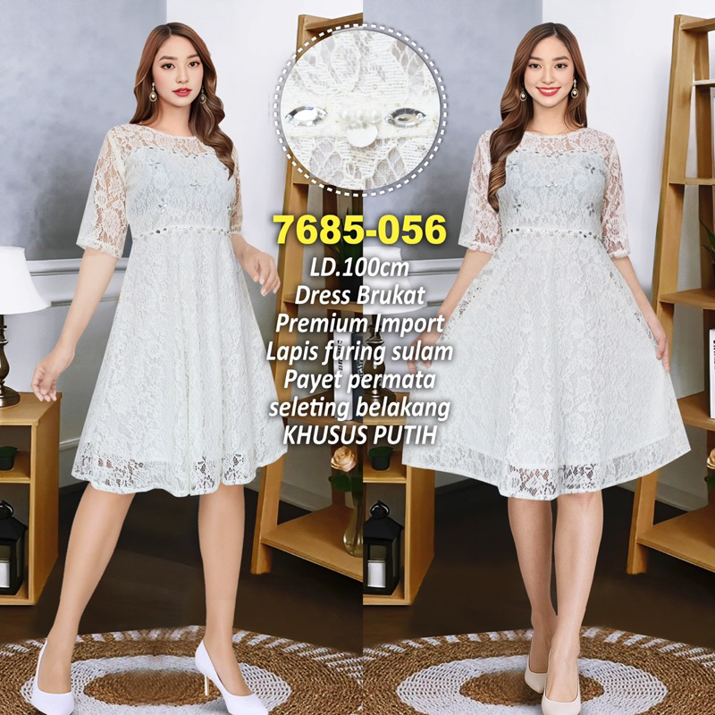 DRESS PESTA BAJU NATAL BRUKAT KHUSUS PUTIH CDA