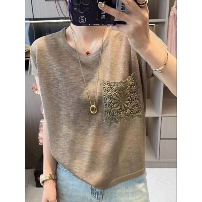 ATASAN BLOUSE SIFON POCKET BUNGA IMPORT BKK/BANGKOK