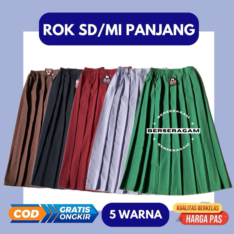 Rok Sekolah SD Panjang | Rok SD Merah Panjang - Rok Panjang sekolah SD Perempuan | Rok Rempel SD