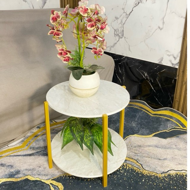 Meja Tamu Terbaru/ Meja Tamu Bulat Susun-2/Meja Tamu Besi Bulat minimalis/Meja Ruangan Minimalis