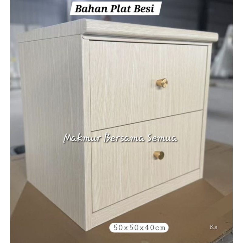 Nakas Plat Besi, Bufet Besi 2 laci, Meja Kecil, Meja Sudut