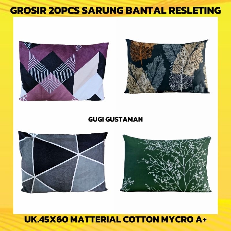 Grosir sarung bantal resleting isi 20pcs bahan cotton berkualitas