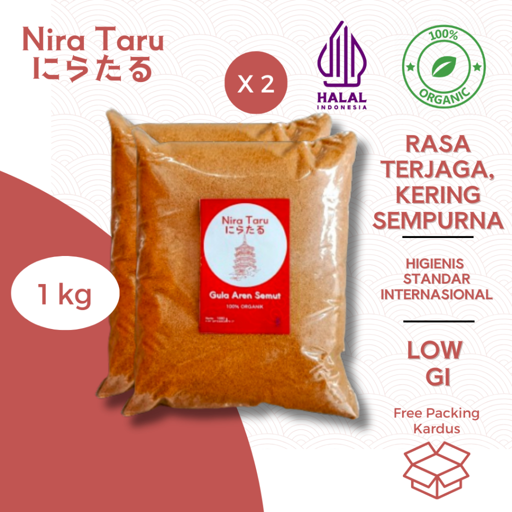 

Nira Taru Paket Hemat Gula Aren Semut Bubuk Asli 1 kg 2 pcs