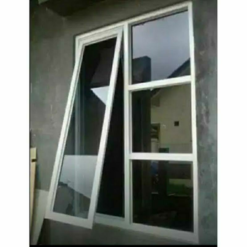jendela alumunium kombinasi+kaca mati ukuran L.120xT.160 kusen 3inci kaca 5 mili free palet  kayu