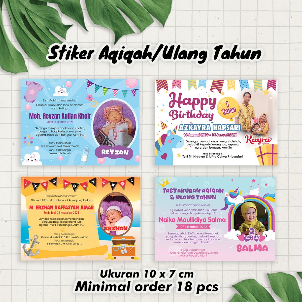

Kartu Stiker nama bayi / Stiker aqiqah / Stiker tumpeng mini / Stiker ulang tahun / tedhak siten