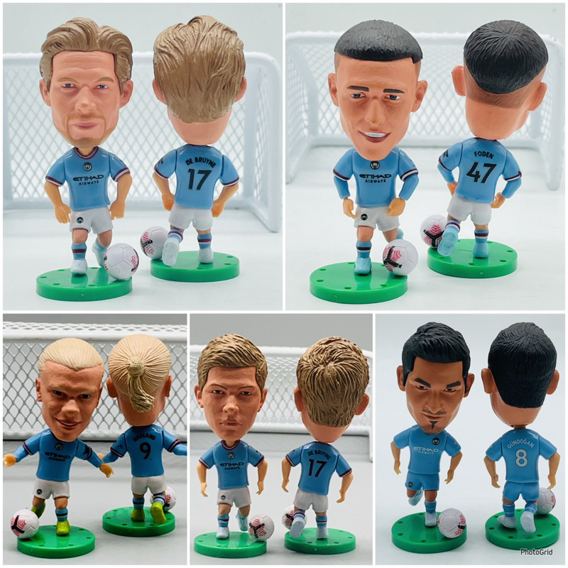Miniatur Action Figure / Soccerwe Pemain Bola Man.City Karakter Pemain Bola Aksesories Pajangan Souv