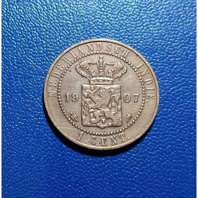 koin Lawas Indonesia Jaman Penjajahan Nederlandsch 1 Cent THN 1907