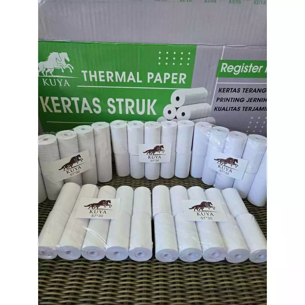 

KUYA KERTAS THERMAL STRUK KASIR PAPER ROLL TERMAL EDC 57MM x 30MM THERMAL PRINTER MINI 58X30 57X30