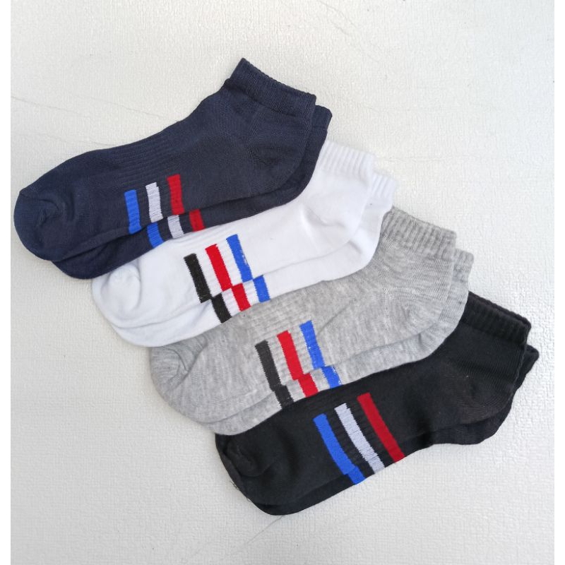 isi 3 Pasang kaos kaki olahraga sport garis Doble karet telapak kaki