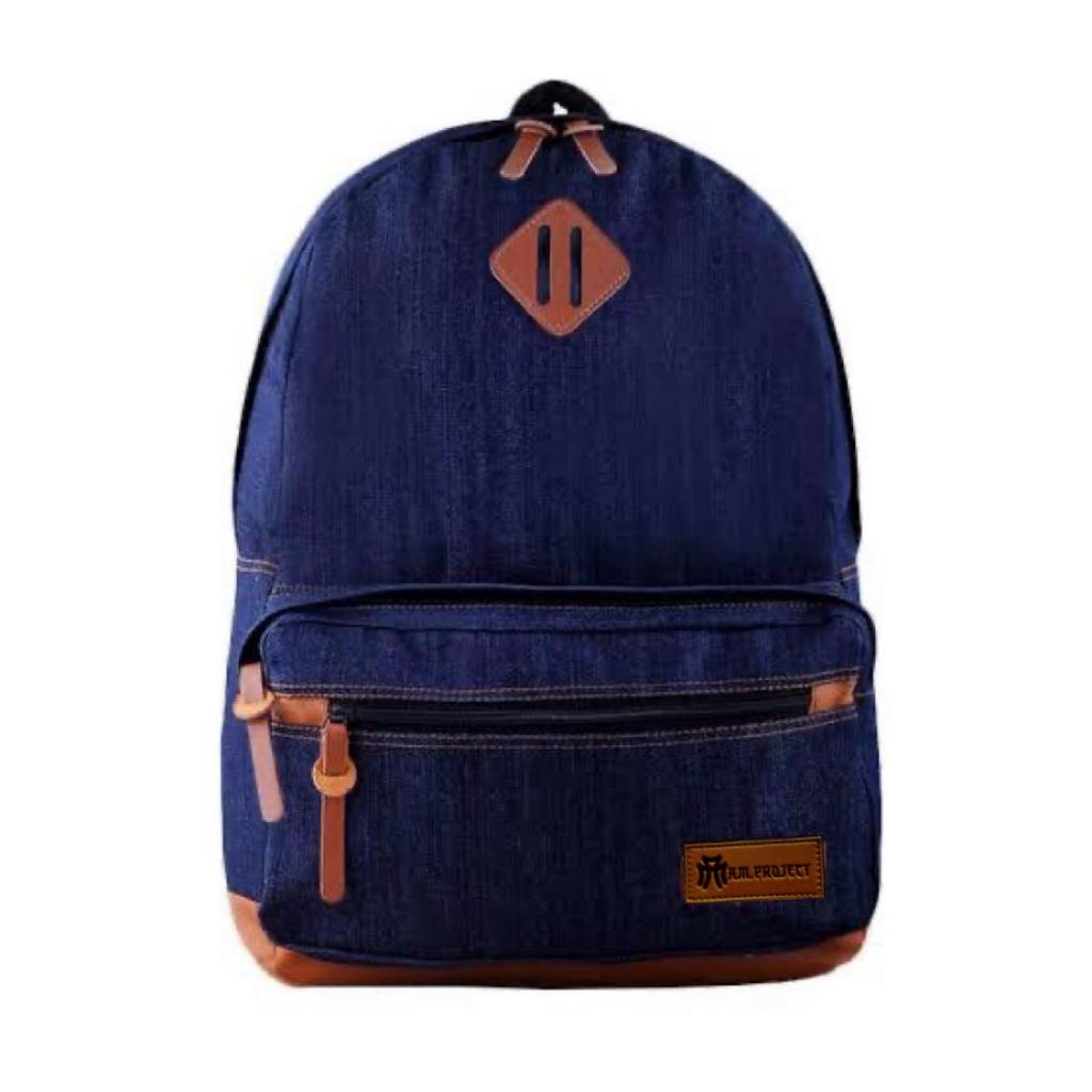 TAS RANSEL SEKOLAH BAHAN JEANS POLOS TAS BACKPACK DISTRO