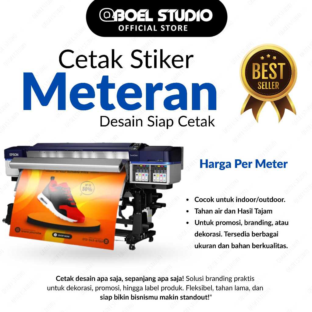

CETAK STIKER VINYL GLOSSY METERAN | DESAIN SIAP CETAK