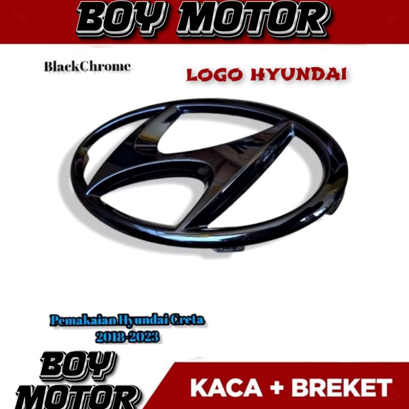 Logo Grill Depan Hyundai Creta 2018-2023 Black Chrome Original / Emblem Logo Grill Depan Hyundai Cre