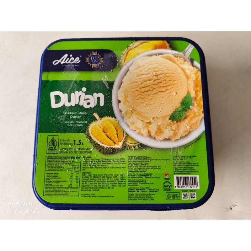 

AICE ICE CREAM DURIAN 1,5 LITER