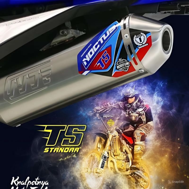 Knalpot Noctus T5 New Bore Up Kompetisi/Standart Semi Bending KLX 140/KLX150/CRF150L/DTRACKER150/WR1